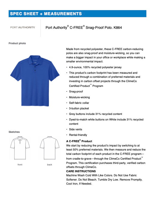 Port Authority® C-FREE® Snag-Proof Polo