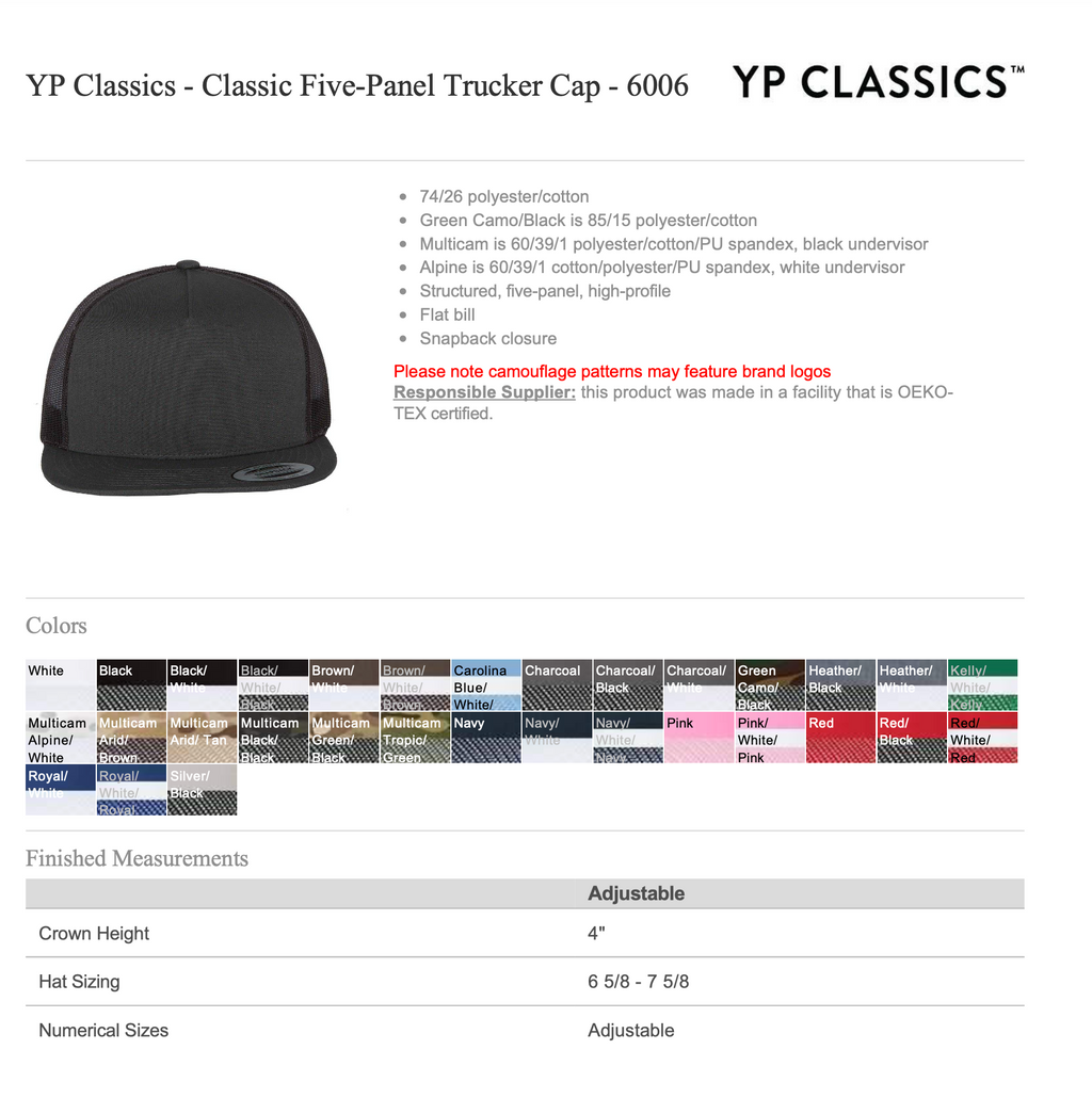 YP Classics - Classic Five-Panel Trucker Cap
