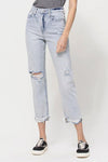 Super High Relaxed Cuffed Straight Jeans - Creative Genius Enterprises