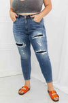 Judy Blue Dahlia Full Size Distressed Patch Jeans - Creative Genius Enterprises