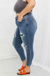 Judy Blue Dahlia Full Size Distressed Patch Jeans - Creative Genius Enterprises