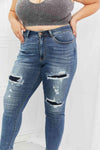 Judy Blue Dahlia Full Size Distressed Patch Jeans - Creative Genius Enterprises