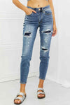 Judy Blue Dahlia Full Size Distressed Patch Jeans - Creative Genius Enterprises