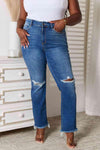 Judy Blue Full Size Distressed Raw Hem Jeans - Creative Genius Enterprises