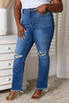 Judy Blue Full Size Distressed Raw Hem Jeans - Creative Genius Enterprises