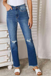 Judy Blue Full Size Distressed Raw Hem Jeans - Creative Genius Enterprises