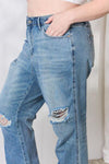 Judy Blue Full Size Distressed Raw Hem Straight Jeans - Creative Genius Enterprises