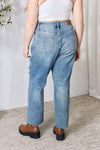 Judy Blue Full Size Distressed Raw Hem Straight Jeans - Creative Genius Enterprises