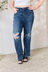 Judy Blue Full Size High Waist 90's Distressed Straight Jeans - Creative Genius Enterprises