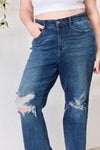 Judy Blue Full Size High Waist 90's Distressed Straight Jeans - Creative Genius Enterprises